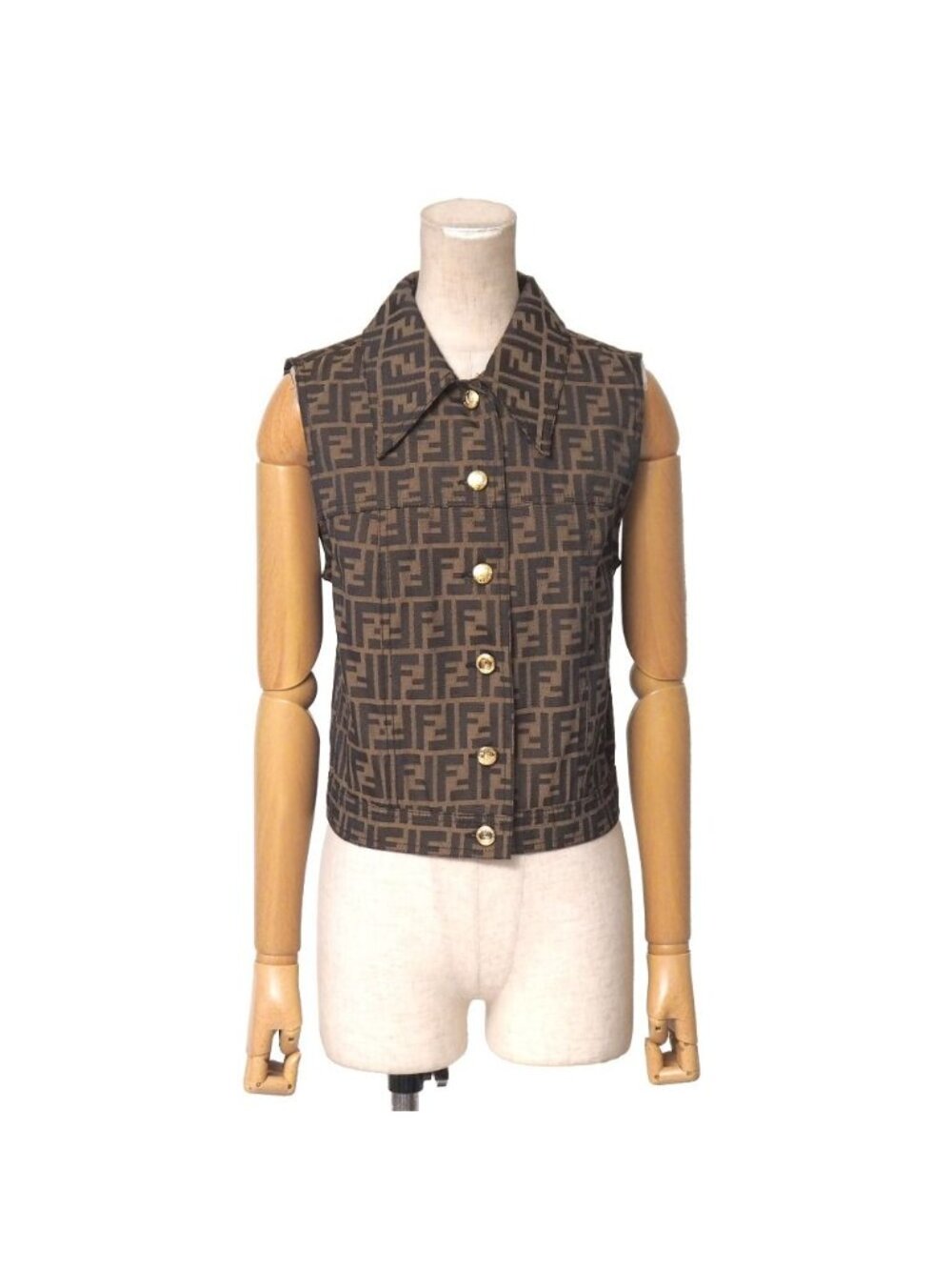 Fendi Vintage Zucca Vest 40 Gilet Double FF Button